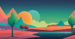 a painting with people standing on a mountain landscape,a digital painting showing an animated landscape