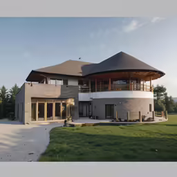 the side view of a modern style home