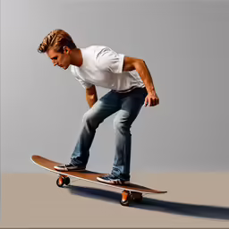 a man in jeans riding a skateboard on top of a skateboard