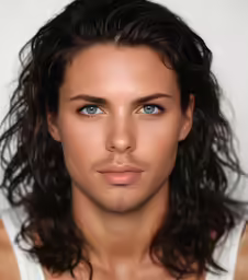a man with long hair with one eye on the camera