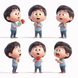 a child in different poses to hear and scream
