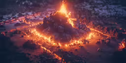 this is a photo taken from above of an open fire pit in the woods