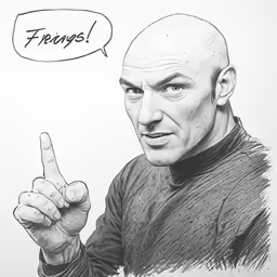 a drawing of a man with a thought bubble over his head