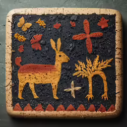 a picture of an animal made from paint and cement