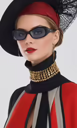 a woman wearing sunglasses and a hat