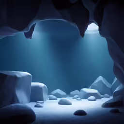 an underwater cave is shown in the water