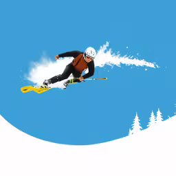 a man with skiis on while snow skiing in the sky