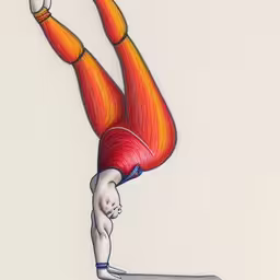 a drawing of a person performing aerial acrobatic,drawing of a man doing a hand stand