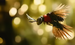 an animal flying through the air with its wings out