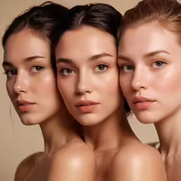 three women, one with no clothes, the other without