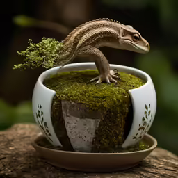 a lizard sitting on top of a plant