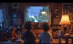 a couple of kids that are watching tv