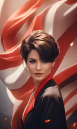 a beautiful young woman wearing a red collar