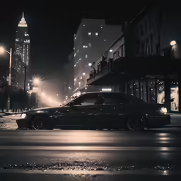 a black car that is sitting on the street