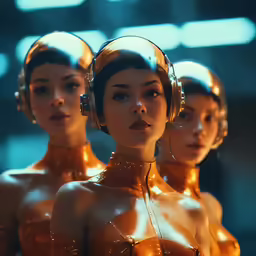 a group of sexy looking models with headphones