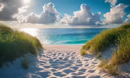 a path to the sea in the sand dunes