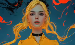 an image of a young woman with blond hair and bright makeup
