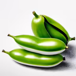 two green bananas sitting on top of each other