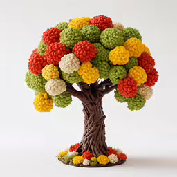 a tree with many multicolored leaves on it