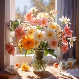 flowers are placed in a vase on the table