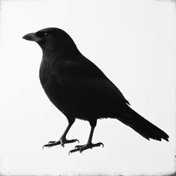 a black crow with its head turned