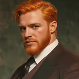 a man with red hair and a beard is shown