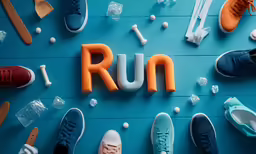a group of nike shoes sit on top of a blue floor