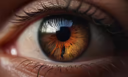 close - up of an eye showing orange iris