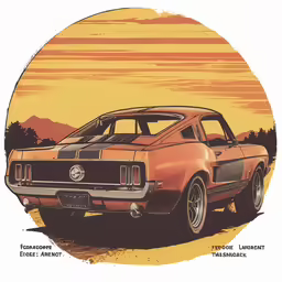 an old car is in the desert with a sunset background