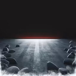 a photograph of some rocks and fire with the ground glowing red