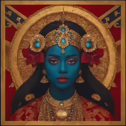 a painting of a person with black hair