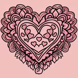 a drawing of a heart with lots of hearts,a valentine heart with many hearts on it