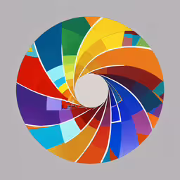 a photo of colorful colors on a gray background,a multicolored wheel of paint is pictured in this circular photograph