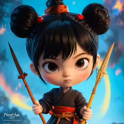 a digital image of a cartoon character with a bow