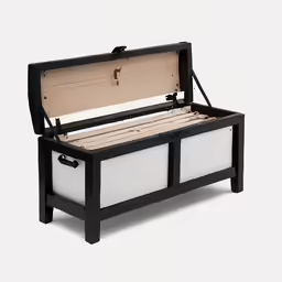 a bench with a seat and storage trays for it