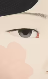 a man in black hat next to an eye with a flower on it
