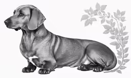 a drawing of a dog sitting on a white background