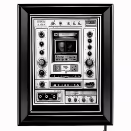 an old electronic player in a shadow frame