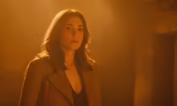 the beautiful woman in the dark is looking to her left