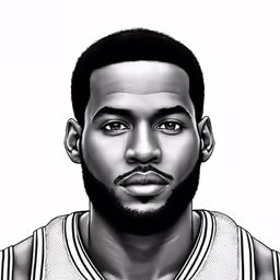 an illustration of a man with a beard and basketball uniform