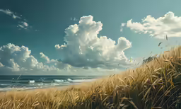 the grass and clouds look great against the blue sky