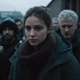 there is a woman that is standing in the street