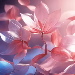 a bunch of pink flowers are in the air