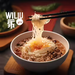 chopsticks holding chopsticks to eat a bowl of noodles with beef