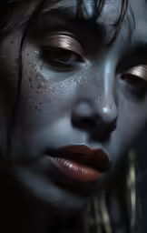 the woman has freckled, makeup and freckled eyes