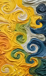 an abstract painting that looks like wavy swirls