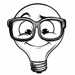 a light bulb wearing glasses with the face of a person
