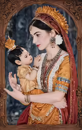 an image of a painting of a woman holding a child