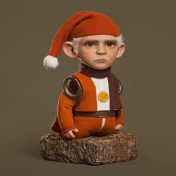a very small toy with a red hat