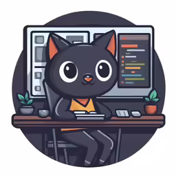 a computer that looks like a cat sitting at it desk